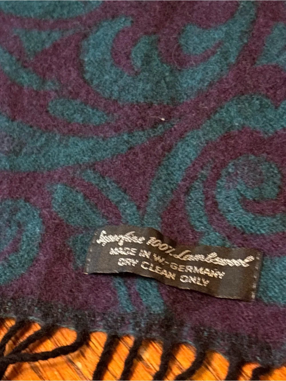 Men's Paisley Wool Blend Scarf - Teal & Black